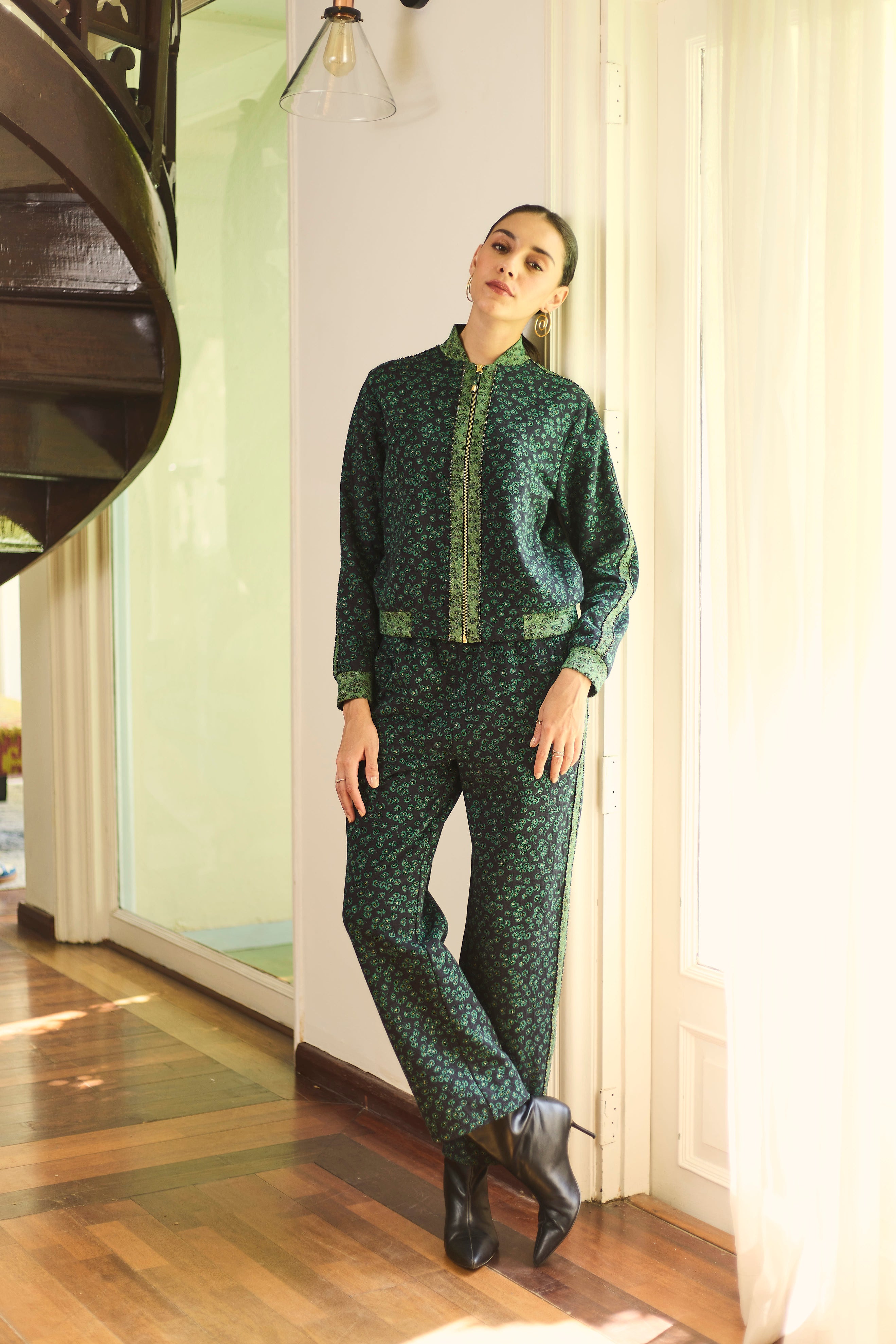 Isabelle Green Floral Track Jacket
